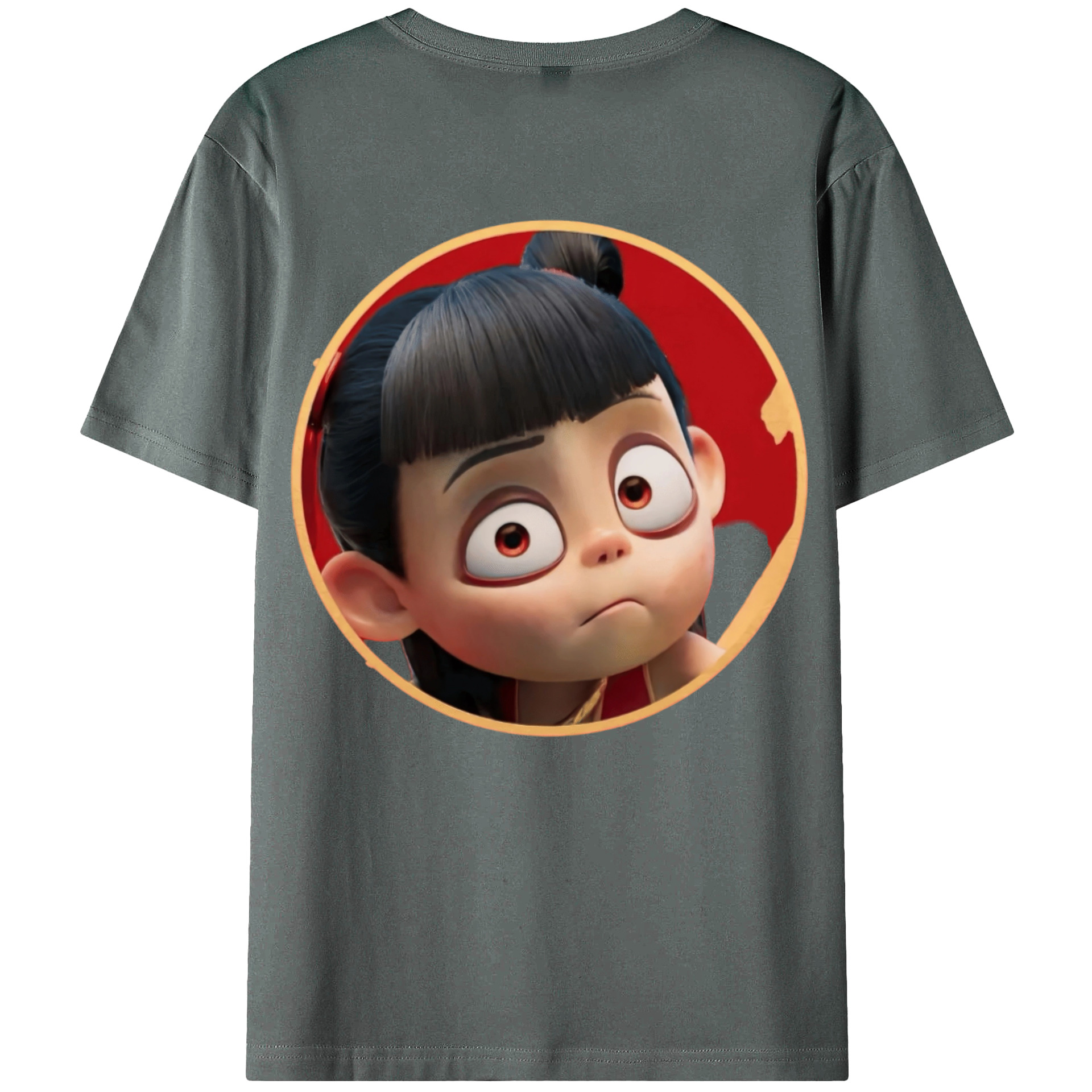 （画像用） Ne Zha 2 ナタ 魔童の大暴れ 綿100％ メンズ半袖Tシャツ（バックプリント） 通気性